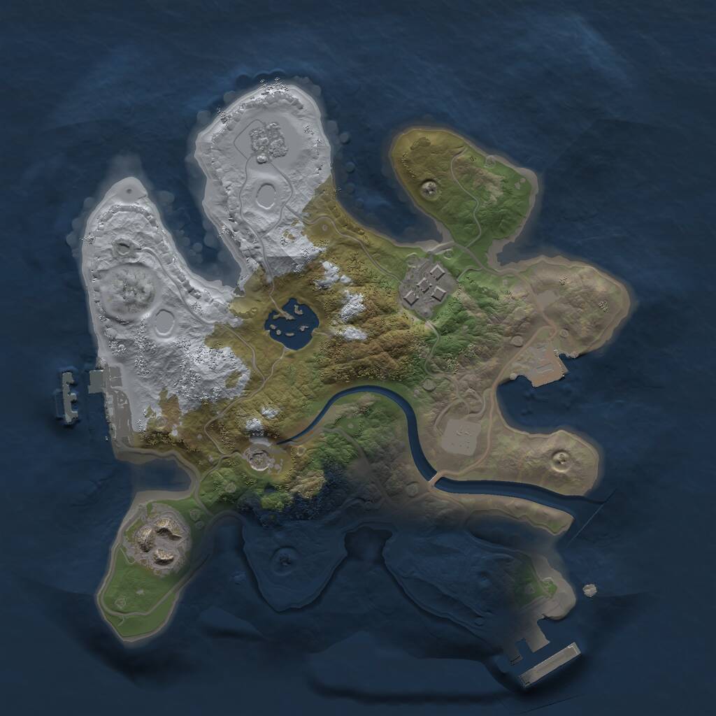 Rust Map: Procedural Map, Size: 2200, Seed: 55, 8 Monuments