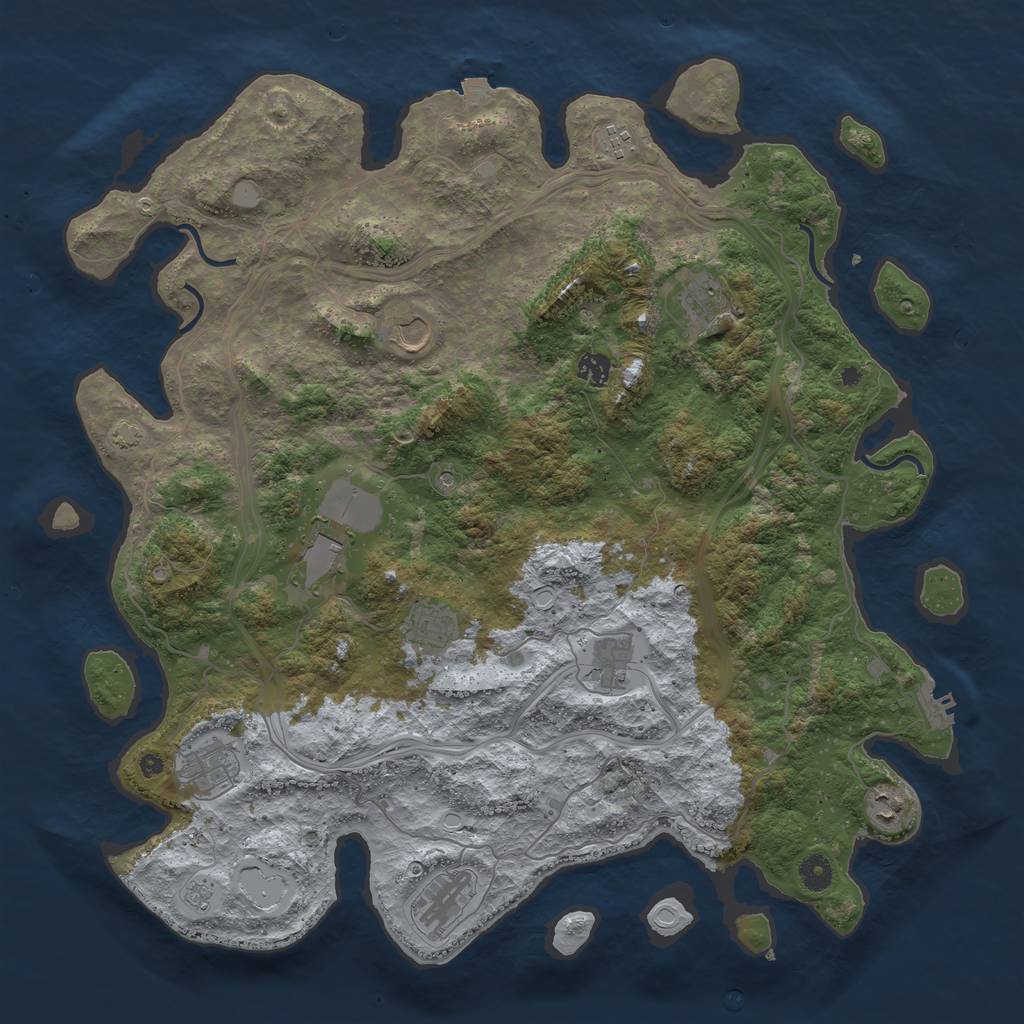 Rust Map: Procedural Map, Size: 4500, Seed: 746532, 17 Monuments