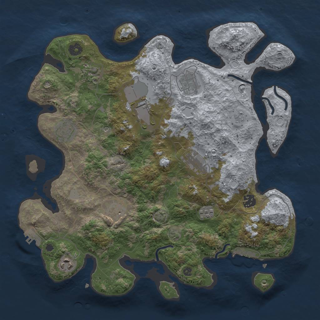 Rust Map: Procedural Map, Size: 3600, Seed: 73394413, 17 Monuments