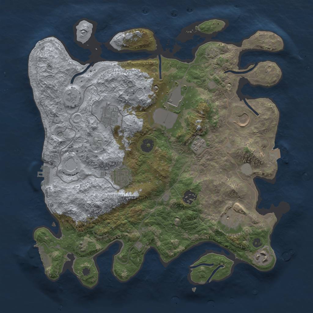 Rust Map: Procedural Map, Size: 3500, Seed: 612023, 16 Monuments
