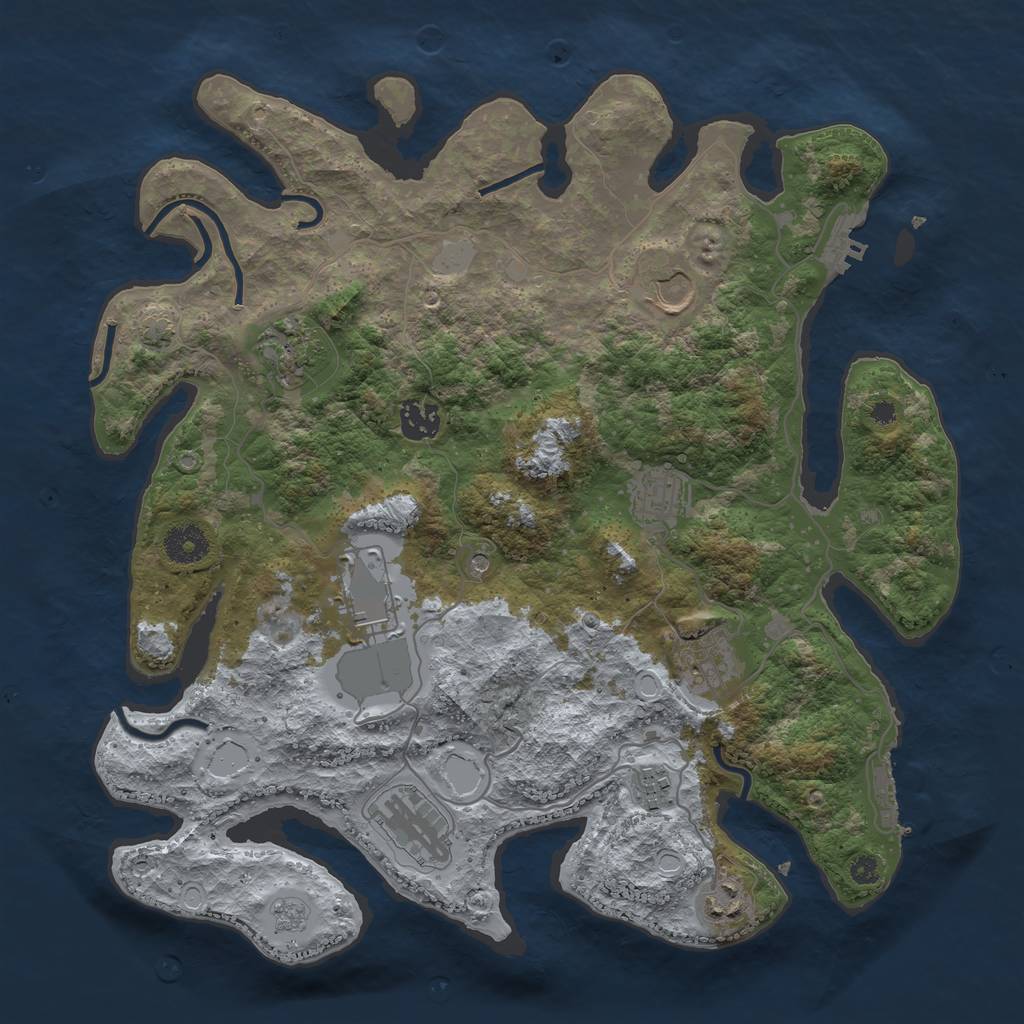 Rust Map: Procedural Map, Size: 3650, Seed: 36651699, 17 Monuments