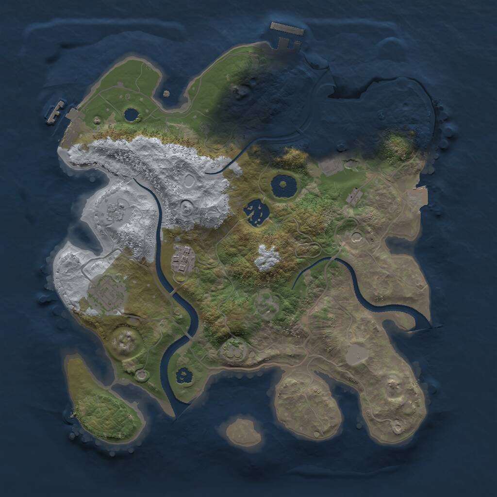 Rust Map: Procedural Map, Size: 3000, Seed: 4469, 10 Monuments