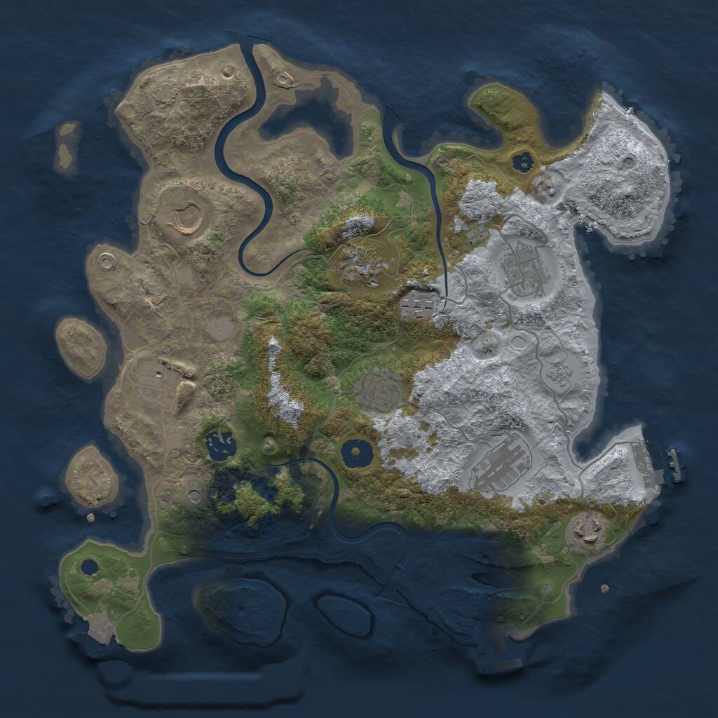 Rust Map: Procedural Map, Size: 3500, Seed: 353287996, 15 Monuments