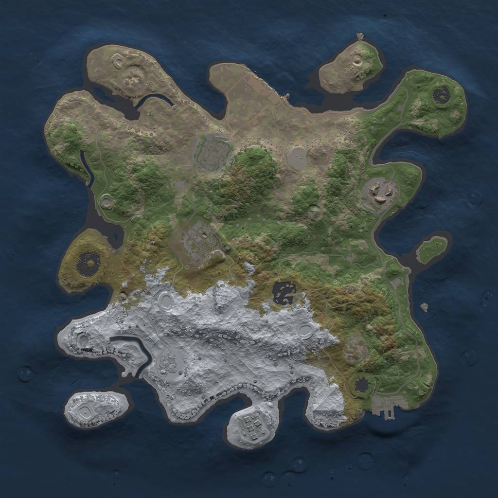 Rust Map: Procedural Map, Size: 3000, Seed: 868179827, 11 Monuments