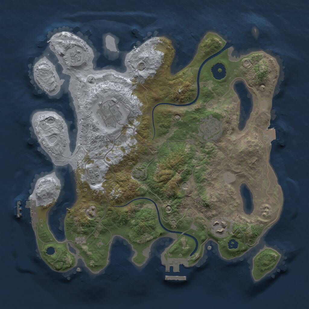 Rust Map: Procedural Map, Size: 3000, Seed: 1629416097, 10 Monuments