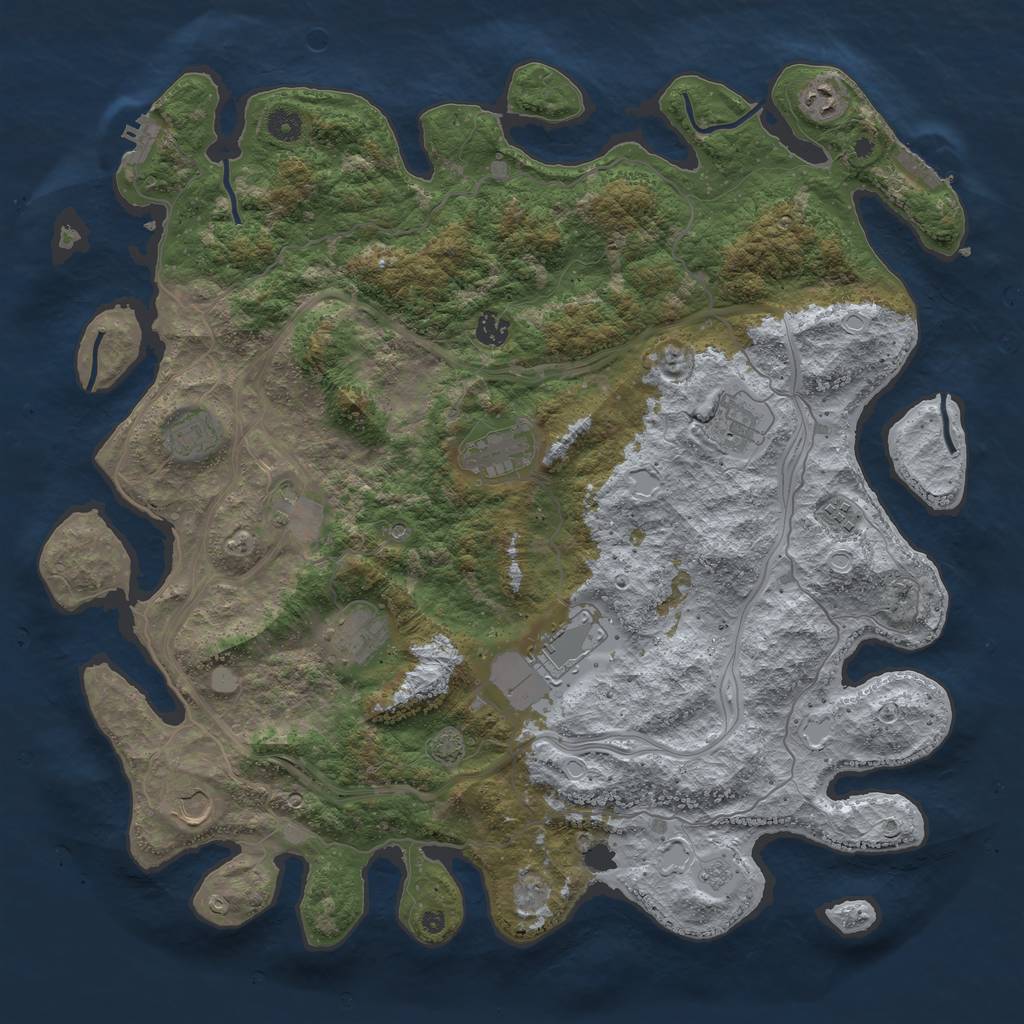 Rust Map: Procedural Map, Size: 4500, Seed: 850949557, 18 Monuments