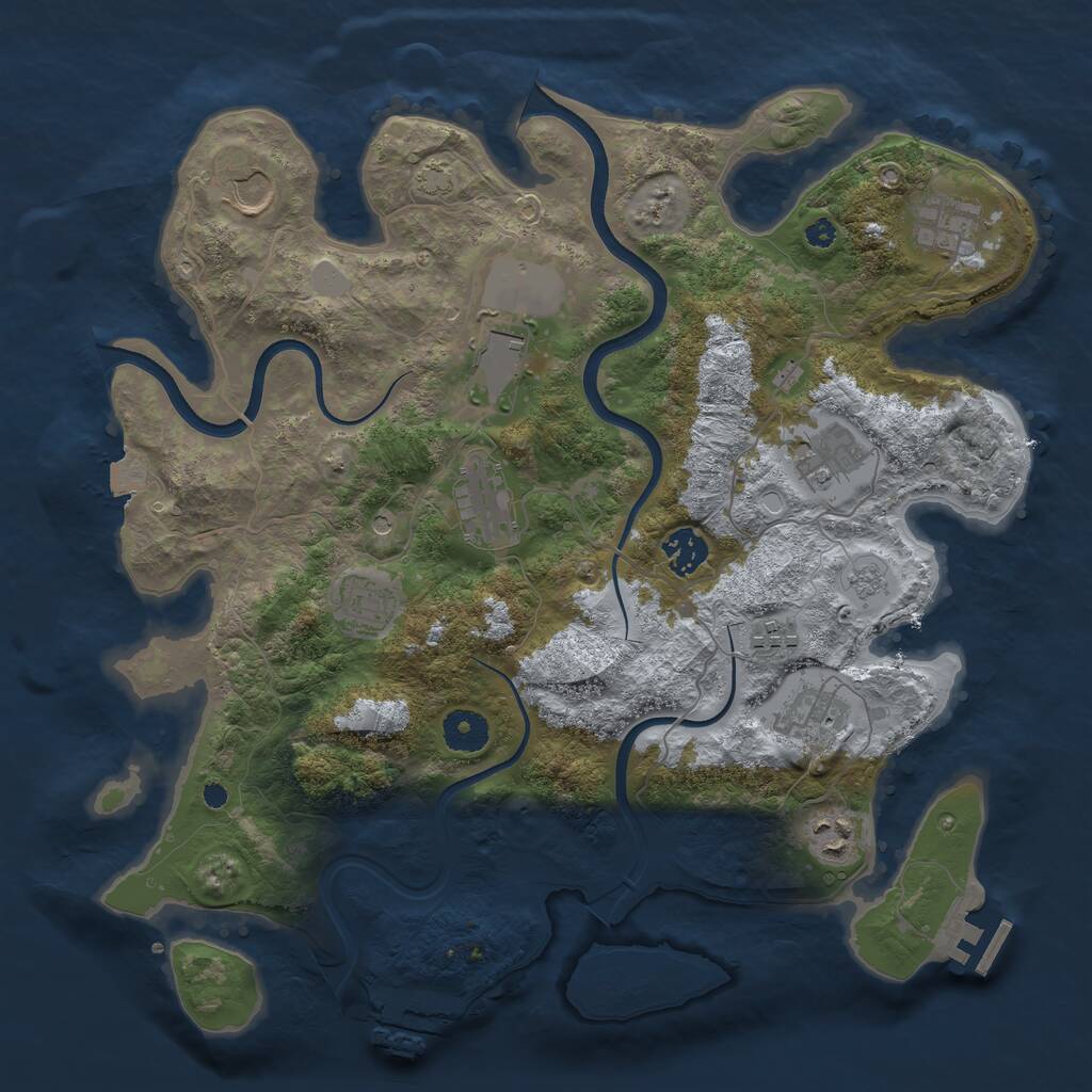 Rust Map: Procedural Map, Size: 3700, Seed: 676386367, 16 Monuments