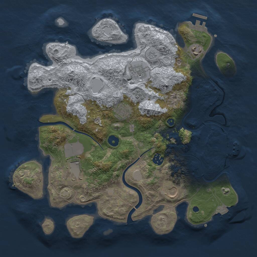 Rust Map: Procedural Map, Size: 3500, Seed: 1721598827, 13 Monuments