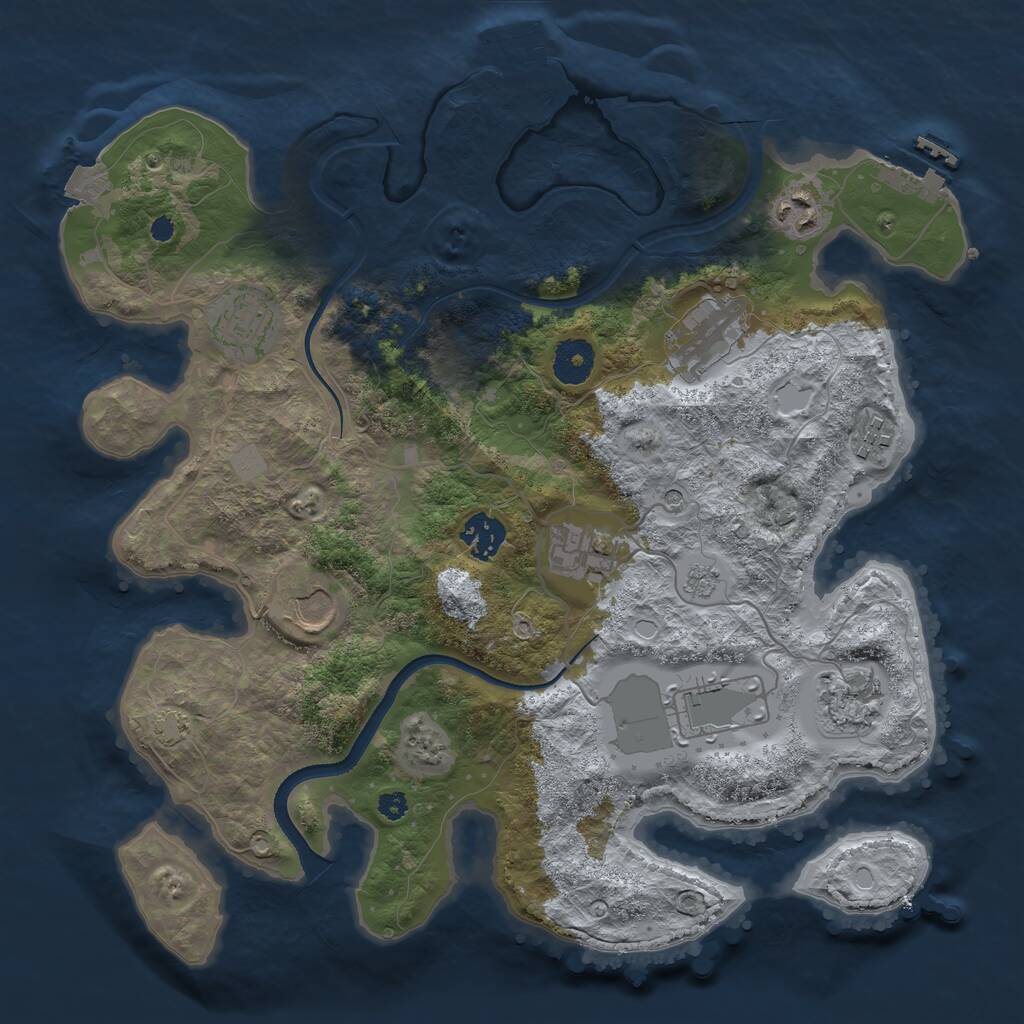 Rust Map: Procedural Map, Size: 3500, Seed: 1129699400, 15 Monuments
