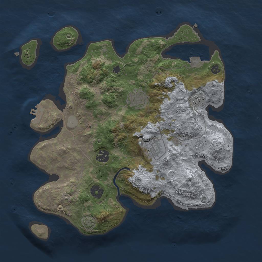 Rust Map: Procedural Map, Size: 3000, Seed: 16893, 10 Monuments