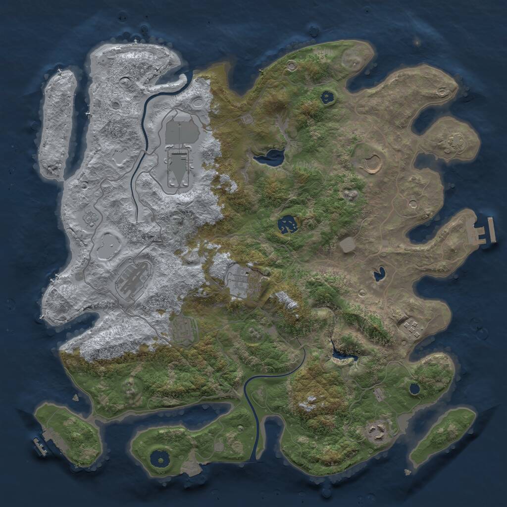 Rust Map: Procedural Map, Size: 4000, Seed: 28637851, 14 Monuments
