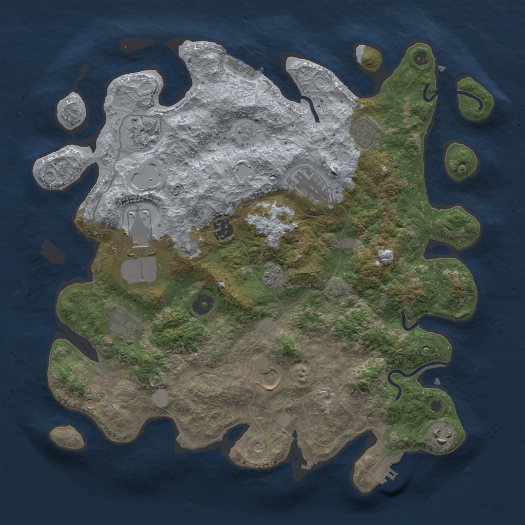 Rust Map: Procedural Map, Size: 3800, Seed: 187745641, 17 Monuments