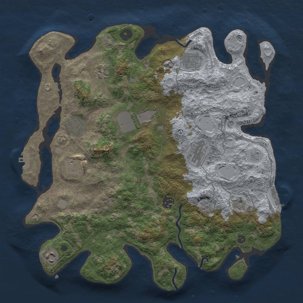 Rust Map: Procedural Map, Size: 3800, Seed: 54826, 17 Monuments