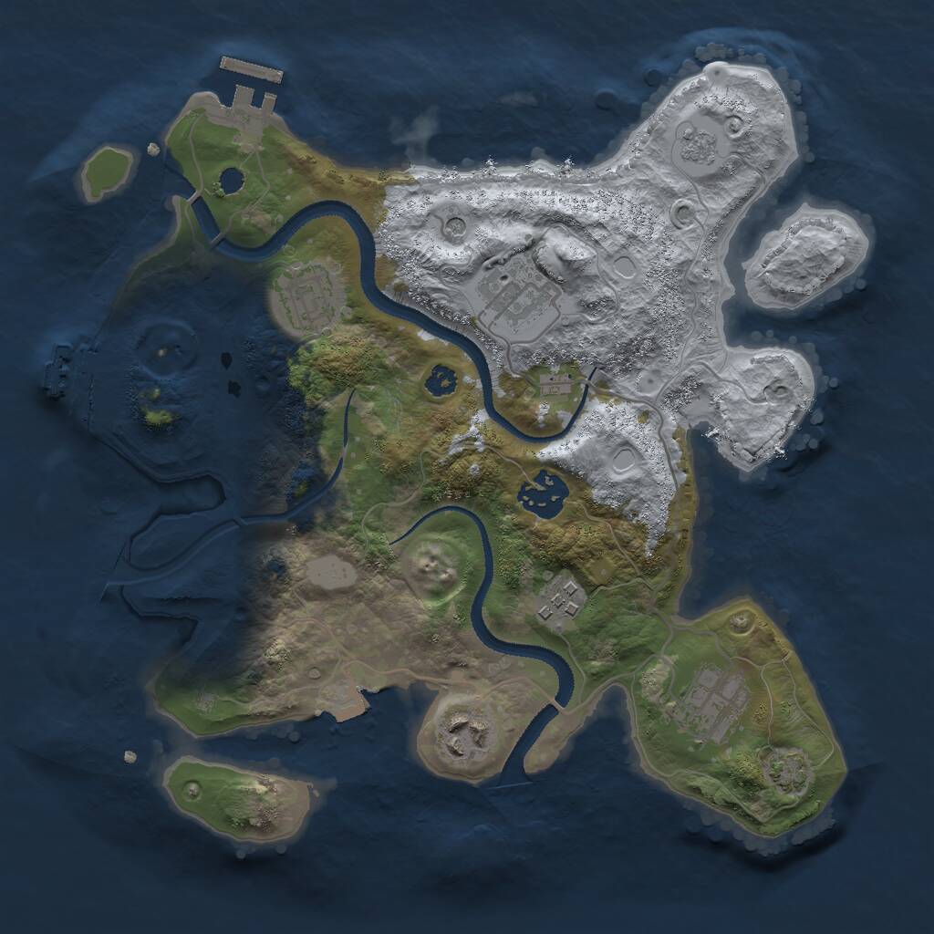 Rust Map: Procedural Map, Size: 3000, Seed: 1623109, 12 Monuments