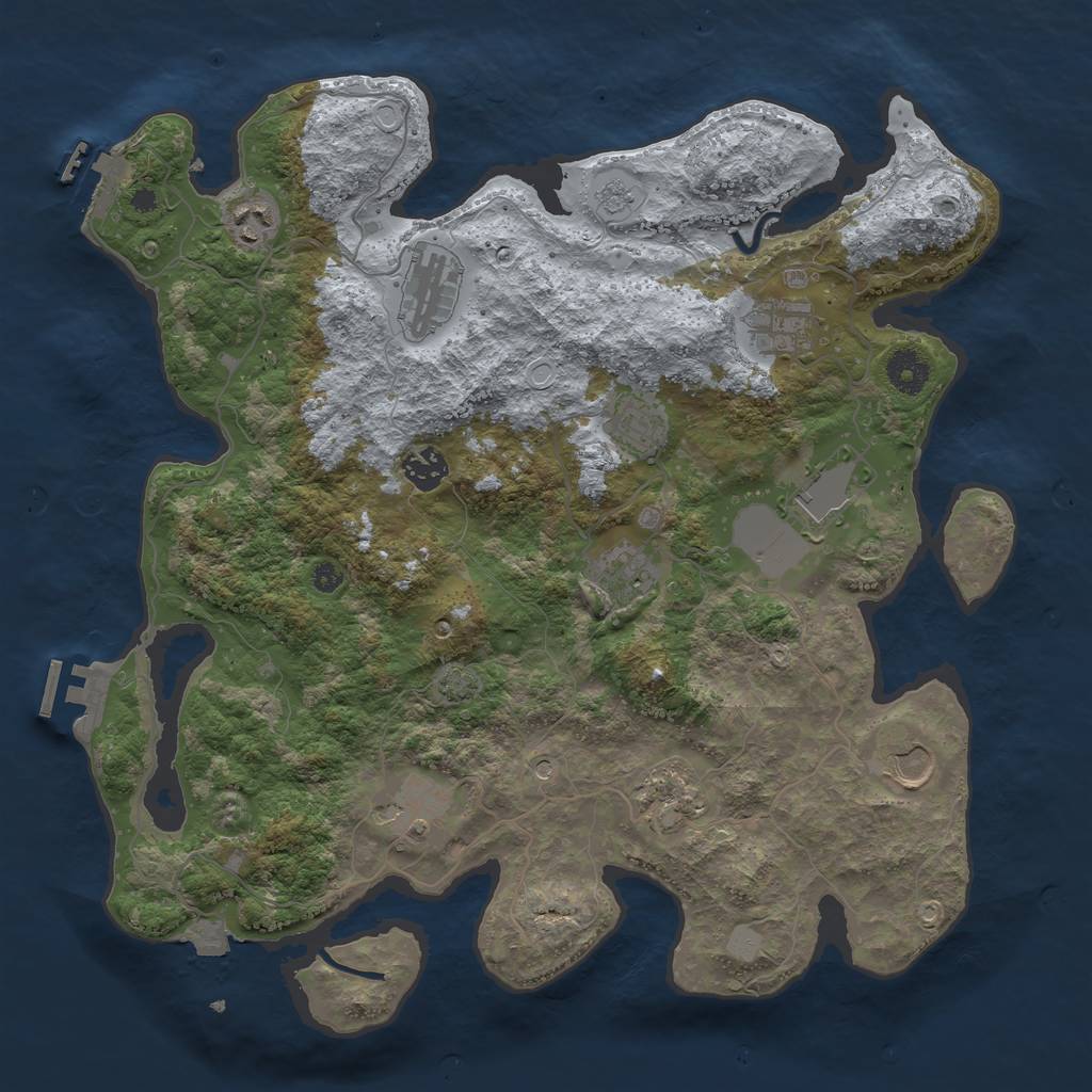 Rust Map: Procedural Map, Size: 3800, Seed: 57241462, 18 Monuments
