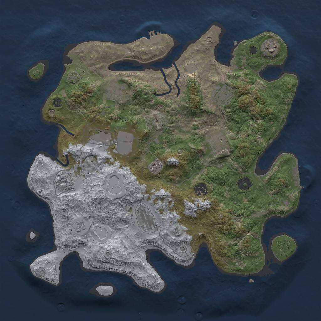 Rust Map: Procedural Map, Size: 3650, Seed: 52906487, 17 Monuments