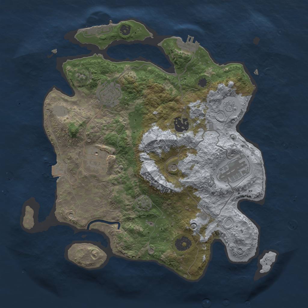 Rust Map: Procedural Map, Size: 3000, Seed: 67854, 12 Monuments