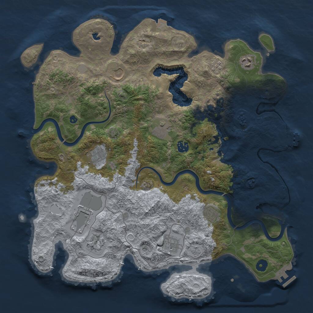 Rust Map: Procedural Map, Size: 4000, Seed: 45700043, 16 Monuments