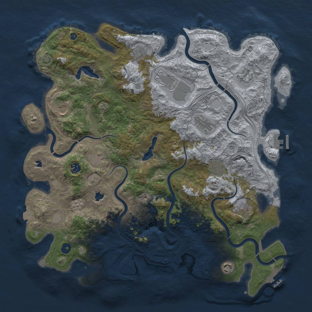 Rust Map: Procedural Map, Size: 4500, Seed: 2077523283, 17 Monuments