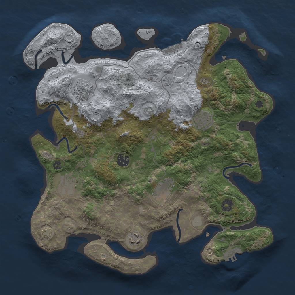 Rust Map: Procedural Map, Size: 3450, Seed: 8735602, 14 Monuments