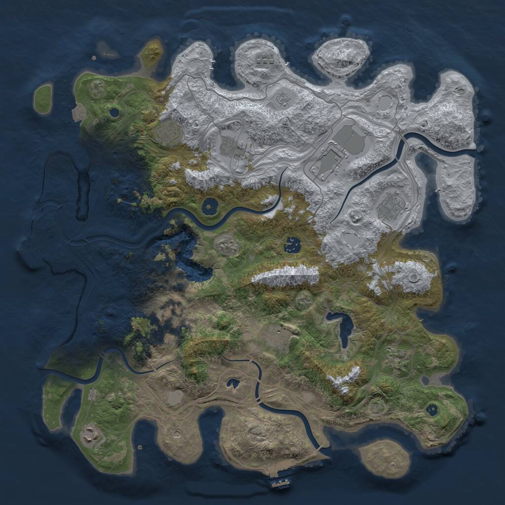 Rust Map: Procedural Map, Size: 4400, Seed: 41467612, 16 Monuments
