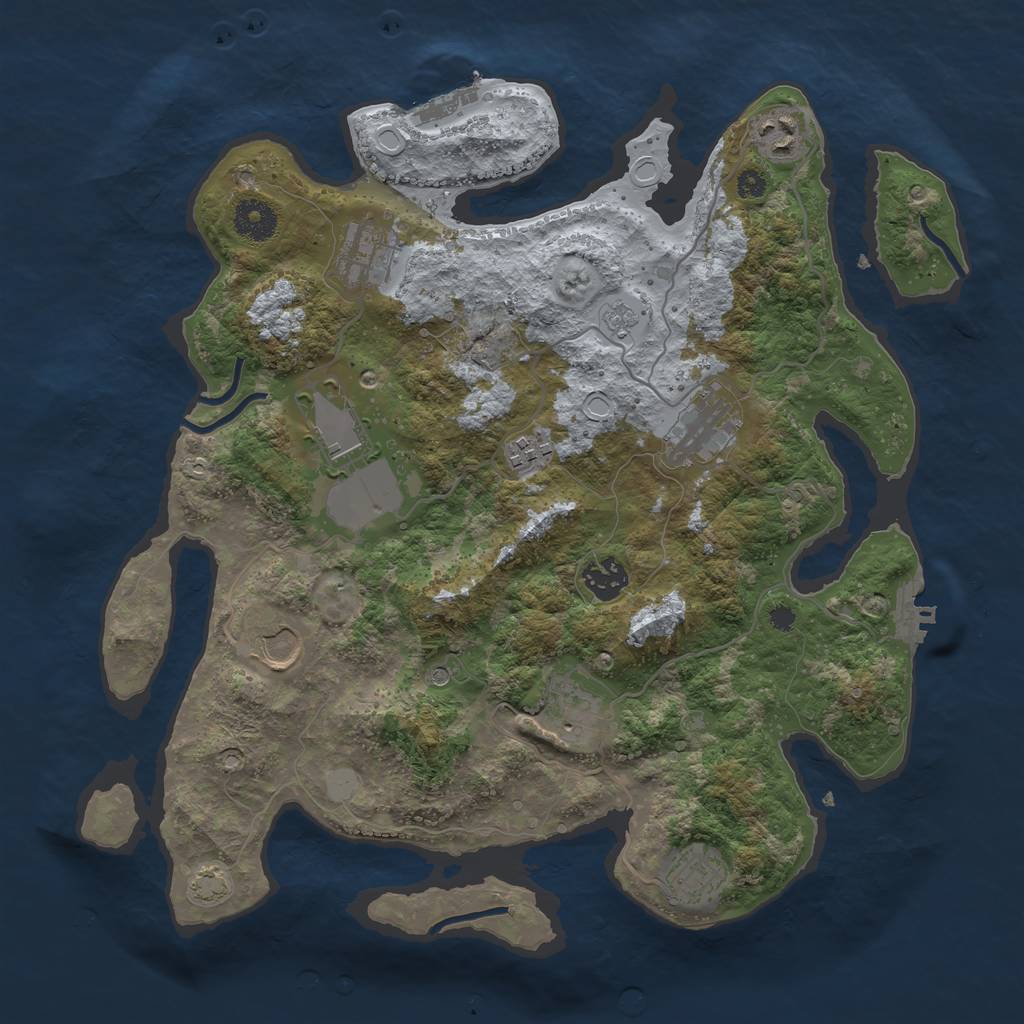 Rust Map: Procedural Map, Size: 3600, Seed: 96712010, 17 Monuments