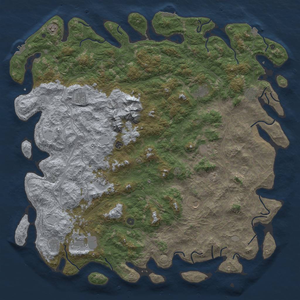 Rust Map: Procedural Map, Size: 6000, Seed: 468115713, 19 Monuments
