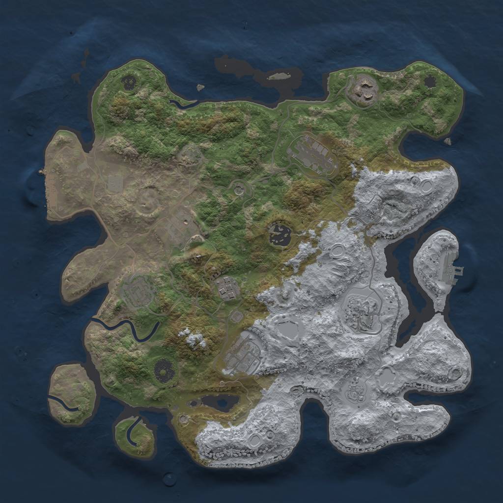 Rust Map: Procedural Map, Size: 3450, Seed: 14215012, 16 Monuments