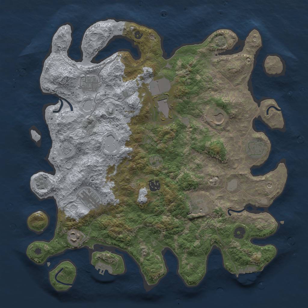 Rust Map: Procedural Map, Size: 3850, Seed: 33826634, 17 Monuments