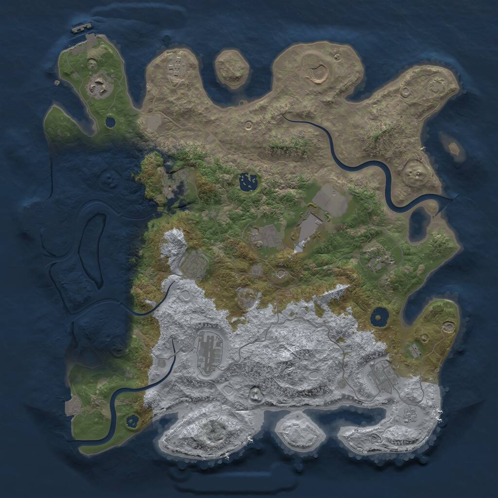 Rust Map: Procedural Map, Size: 3900, Seed: 8490810, 17 Monuments