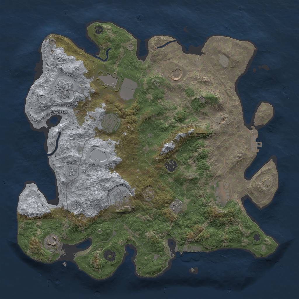 Rust Map: Procedural Map, Size: 3750, Seed: 39526639, 17 Monuments