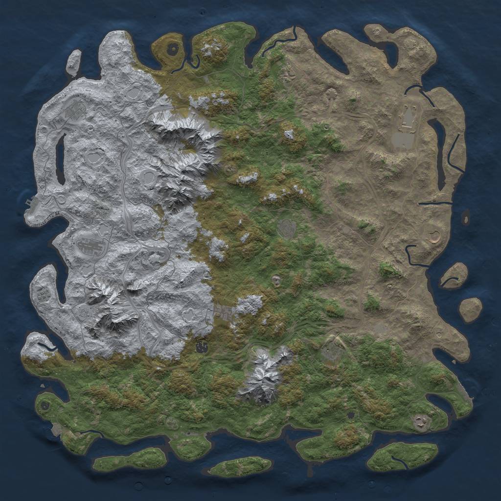 Rust Map: Procedural Map, Size: 6000, Seed: 401365535, 19 Monuments
