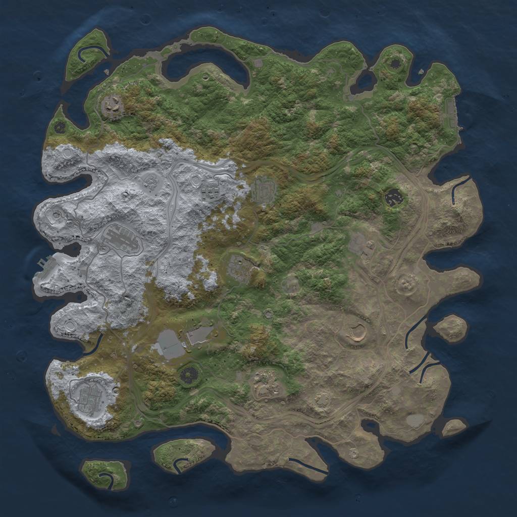 Rust Map: Procedural Map, Size: 4500, Seed: 4137285, 19 Monuments