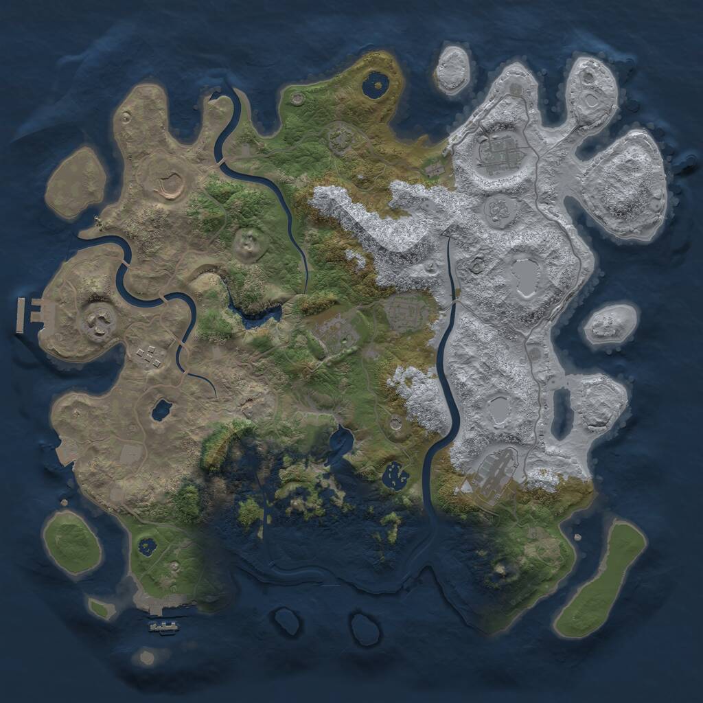Rust Map: Procedural Map, Size: 4000, Seed: 44334, 14 Monuments
