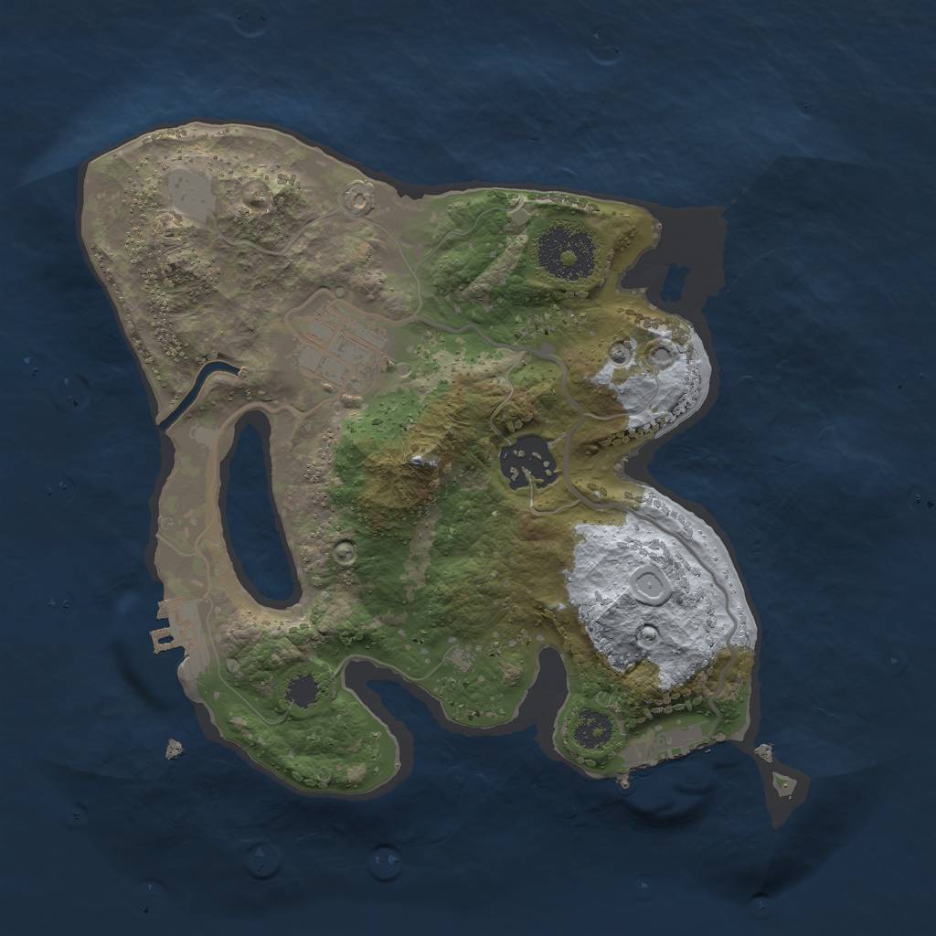 Rust Map: Procedural Map, Size: 2500, Seed: 1234913609, 7 Monuments