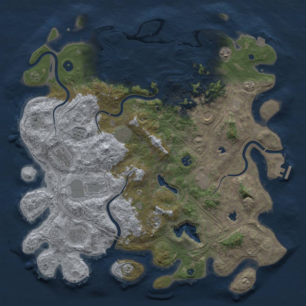 Rust Map: Procedural Map, Size: 4500, Seed: 648607, 15 Monuments