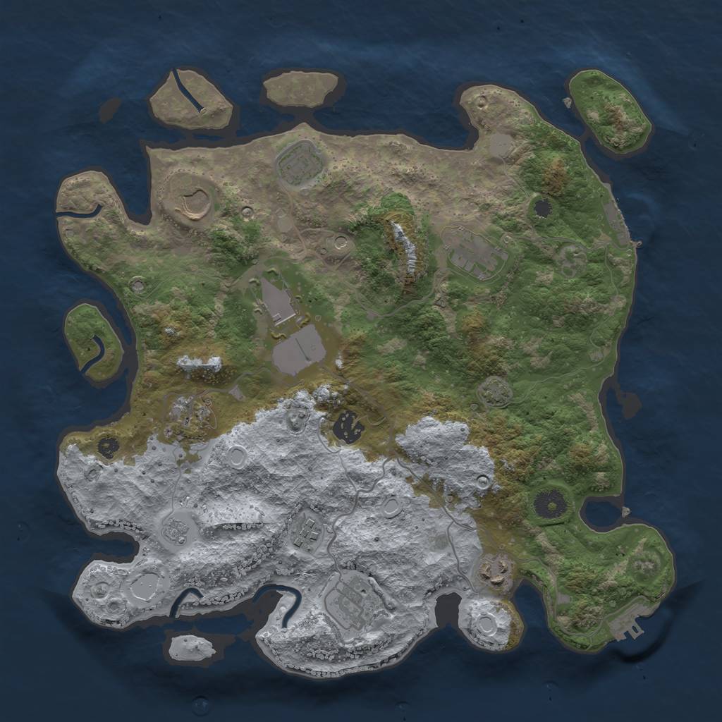 Rust Map: Procedural Map, Size: 3550, Seed: 59631433, 17 Monuments