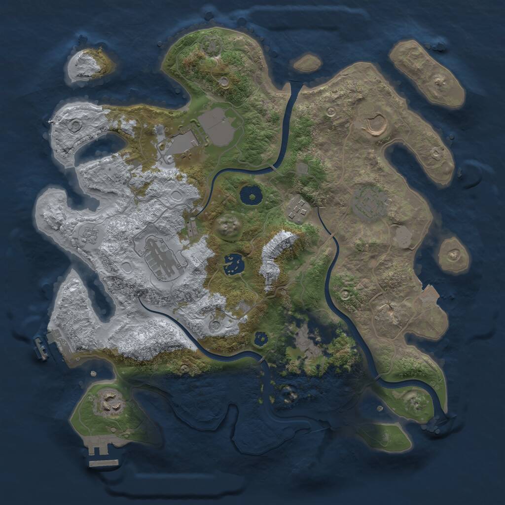 Rust Map: Procedural Map, Size: 3500, Seed: 2566396, 14 Monuments