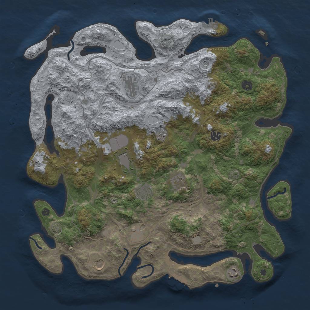 Rust Map: Procedural Map, Size: 4300, Seed: 74759625, 17 Monuments