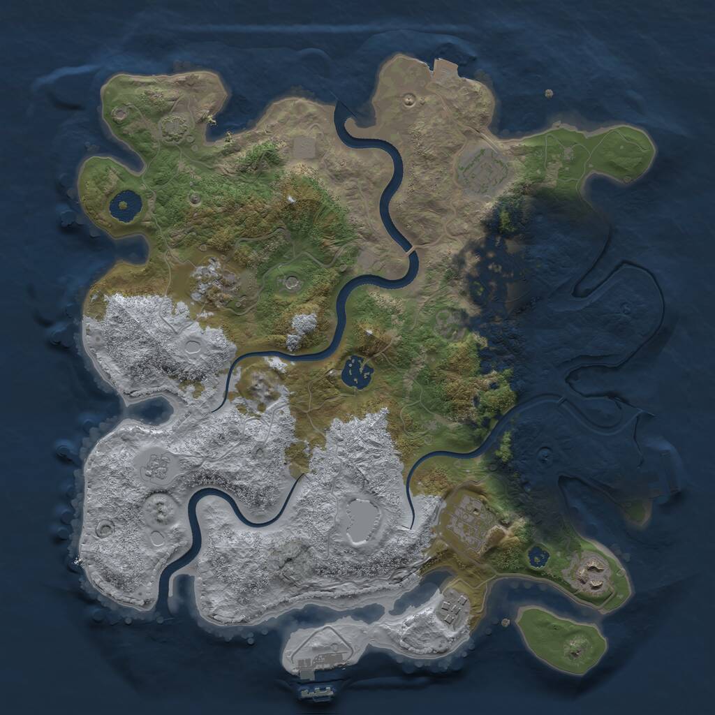 Rust Map: Procedural Map, Size: 3450, Seed: 91146632, 13 Monuments