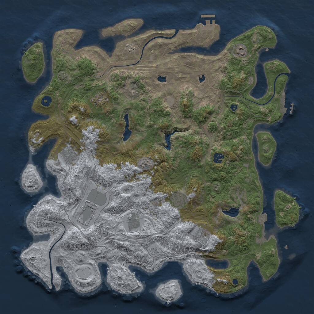 Rust Map: Procedural Map, Size: 4500, Seed: 1190760297, 15 Monuments