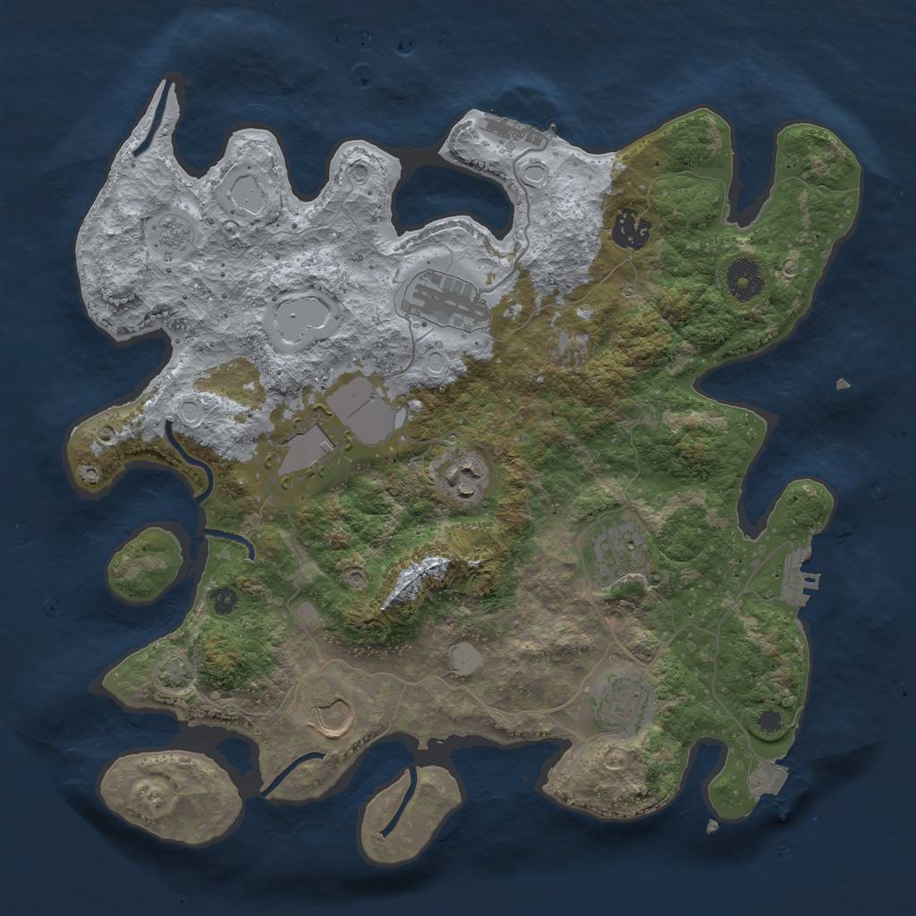 Rust Map: Procedural Map, Size: 3500, Seed: 1381778561, 14 Monuments