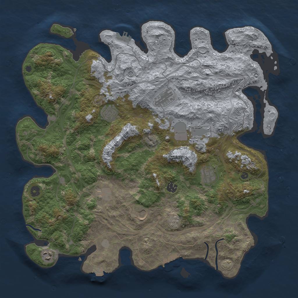 Rust Map: Procedural Map, Size: 4250, Seed: 51400645, 17 Monuments