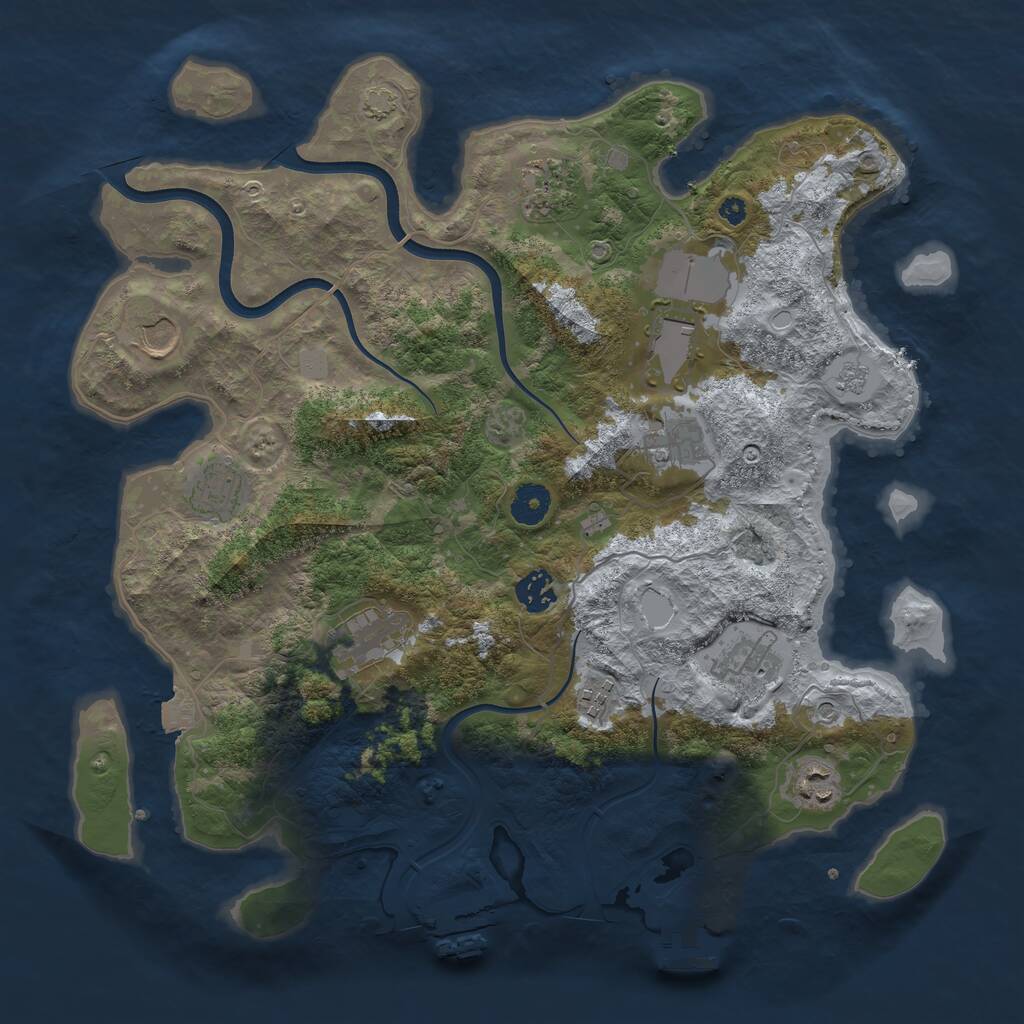 Rust Map: Procedural Map, Size: 3800, Seed: 76211856, 16 Monuments