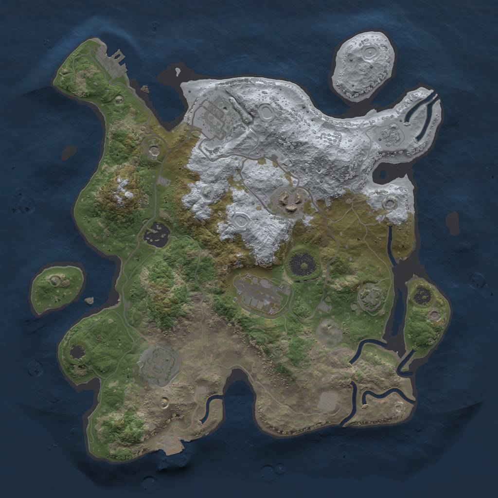 Rust Map: Procedural Map, Size: 3000, Seed: 16077, 12 Monuments