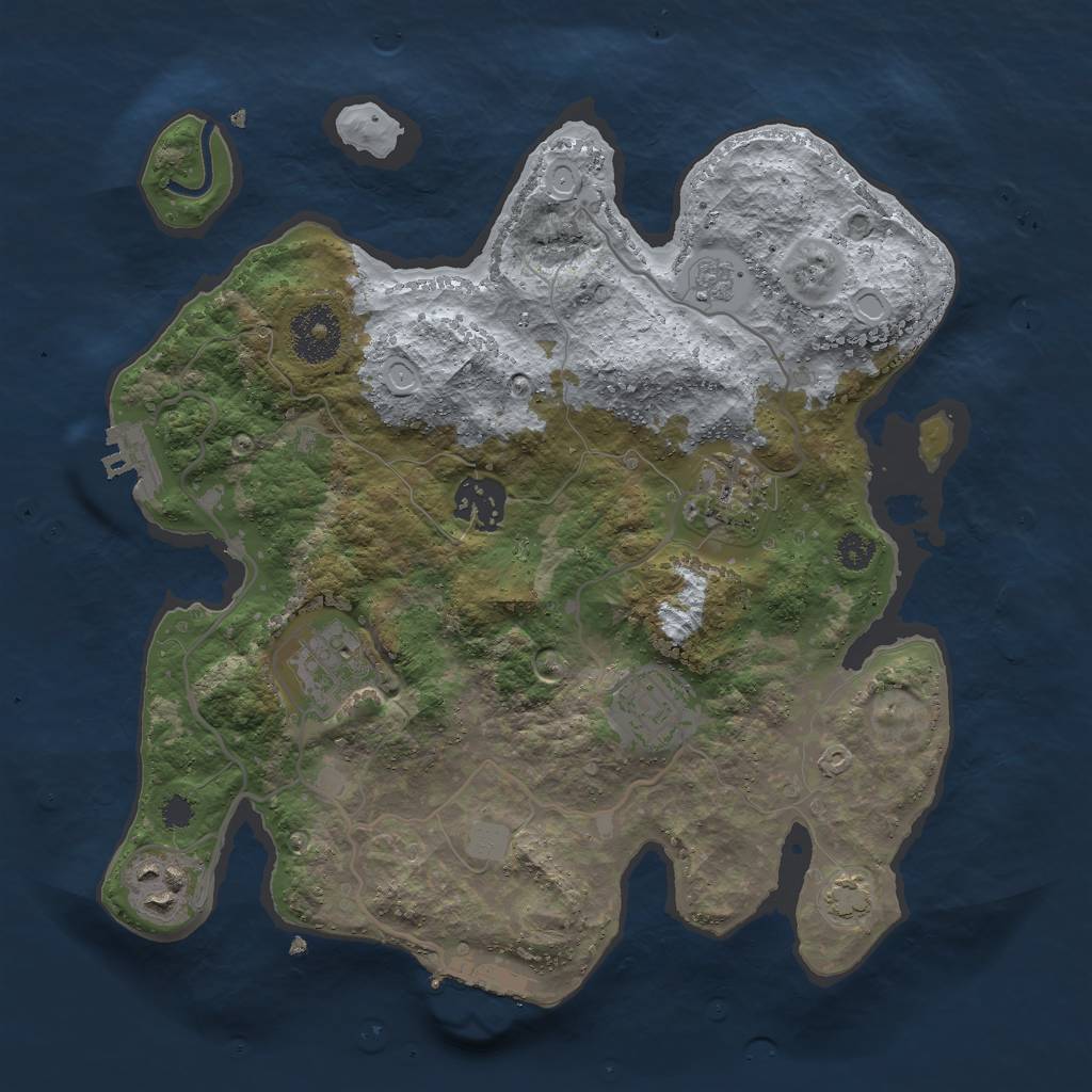 Rust Map: Procedural Map, Size: 3000, Seed: 1491032863, 12 Monuments
