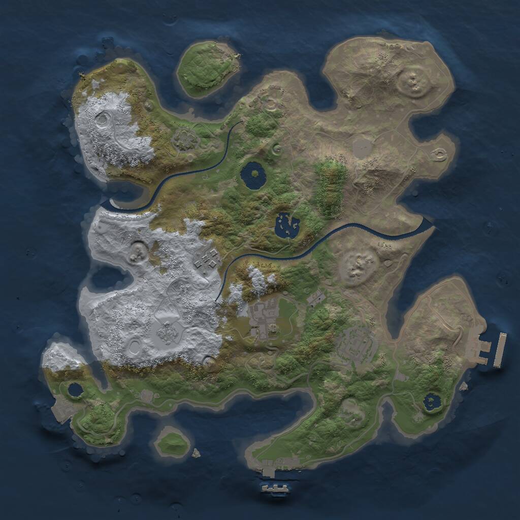 Rust Map: Procedural Map, Size: 3000, Seed: 2747, 9 Monuments