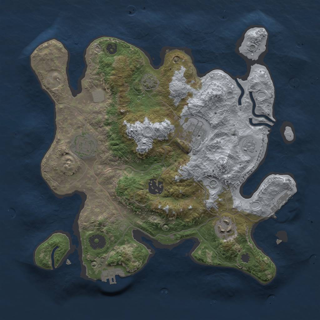 Rust Map: Procedural Map, Size: 3000, Seed: 1832561232, 12 Monuments