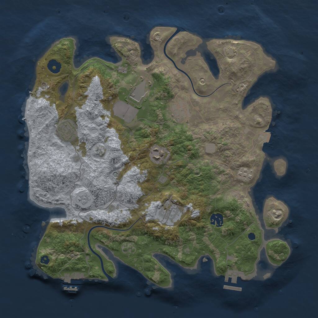 Rust Map: Procedural Map, Size: 3500, Seed: 6911, 13 Monuments