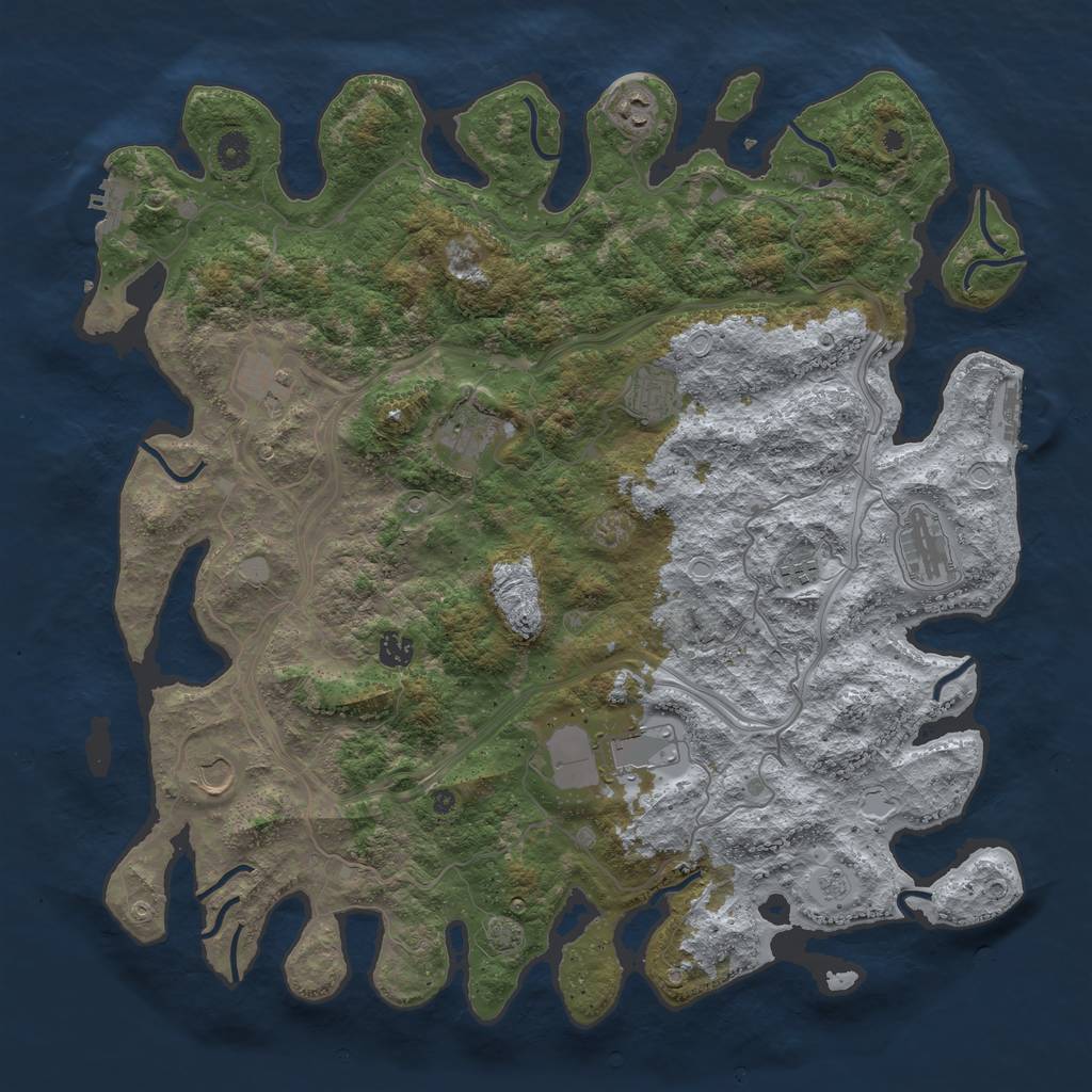 Rust Map: Procedural Map, Size: 4500, Seed: 73230579, 17 Monuments